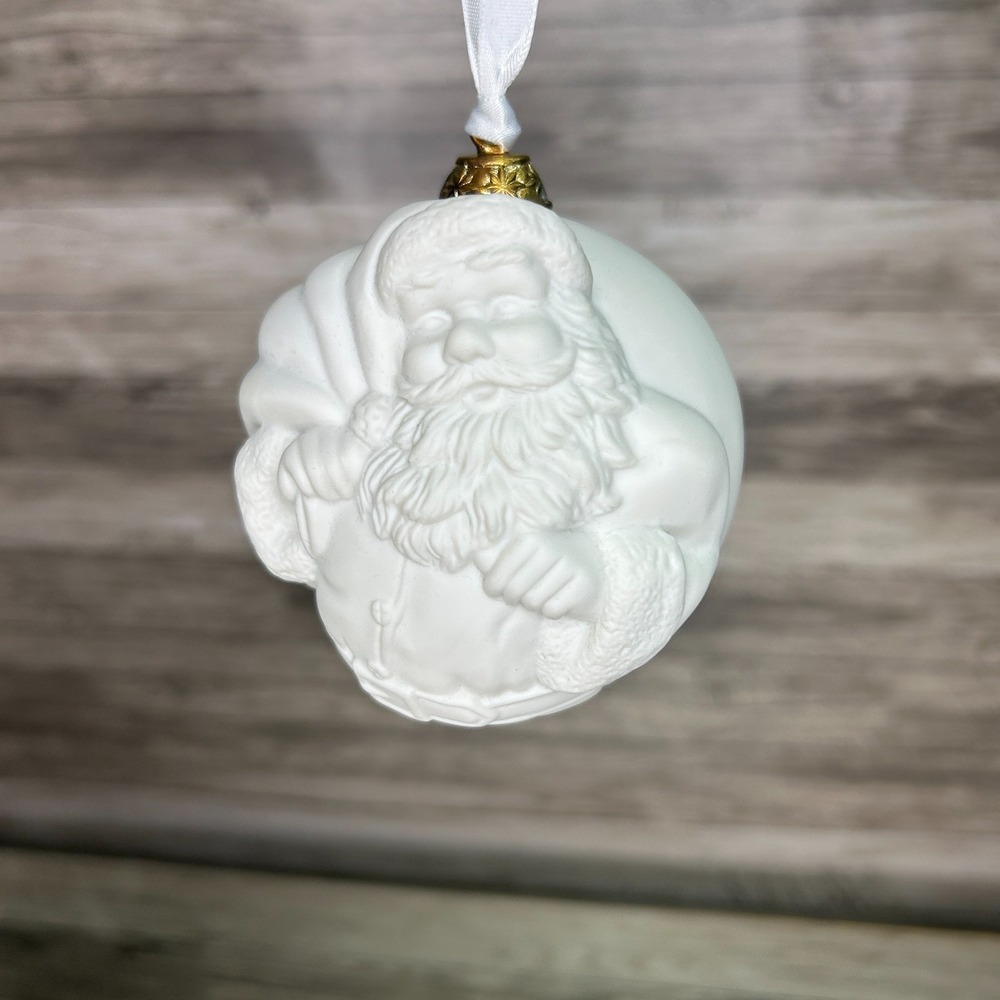 Wedgwood Christmas Ornament Puffed Santa White Holiday - Picture 2 of 9